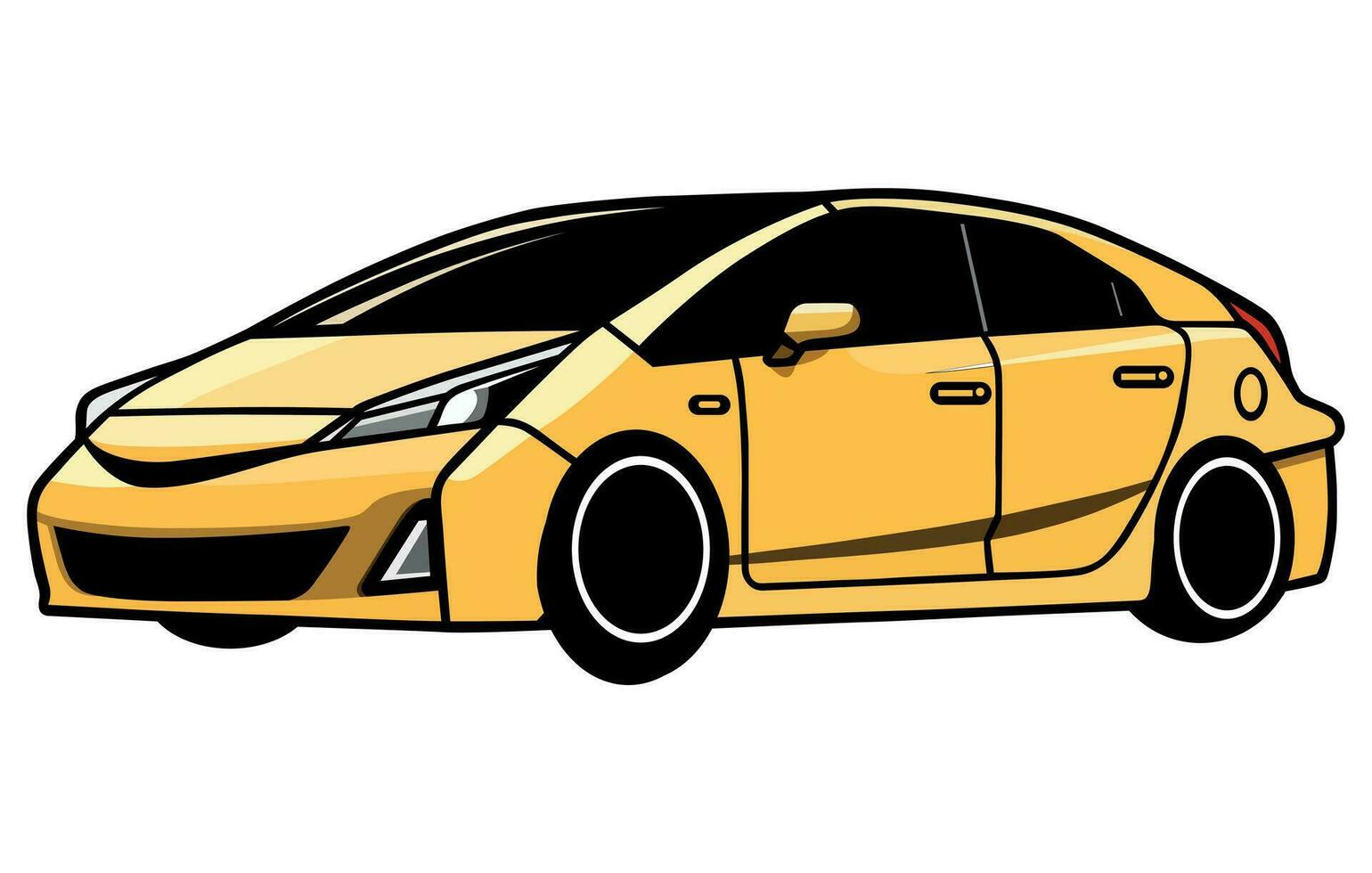 Prius cars vector illustration, Vector illustration of a popular hybrid car,