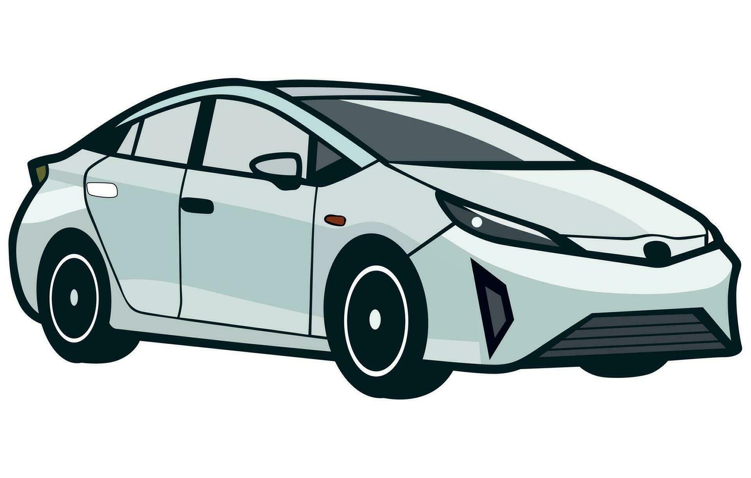 prius carros vector ilustración, vector ilustración de un popular híbrido auto,