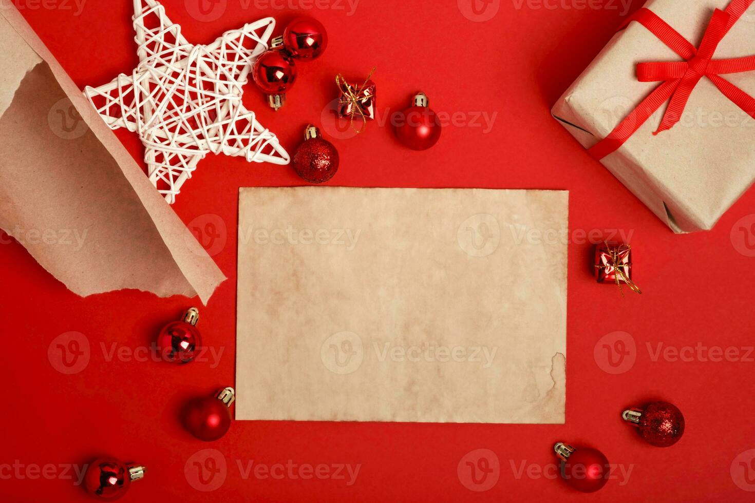 Mockup Vintage style blank for Santa Claus wish list for Christmas and New Year. photo