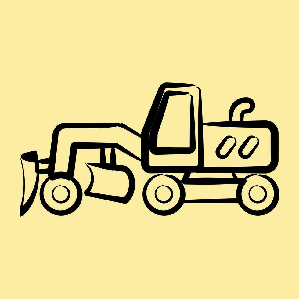 Icon road grader. Heavy equipment elements. Icons in hand drawn style. Good for prints, posters, logo, infographics, etc. vector