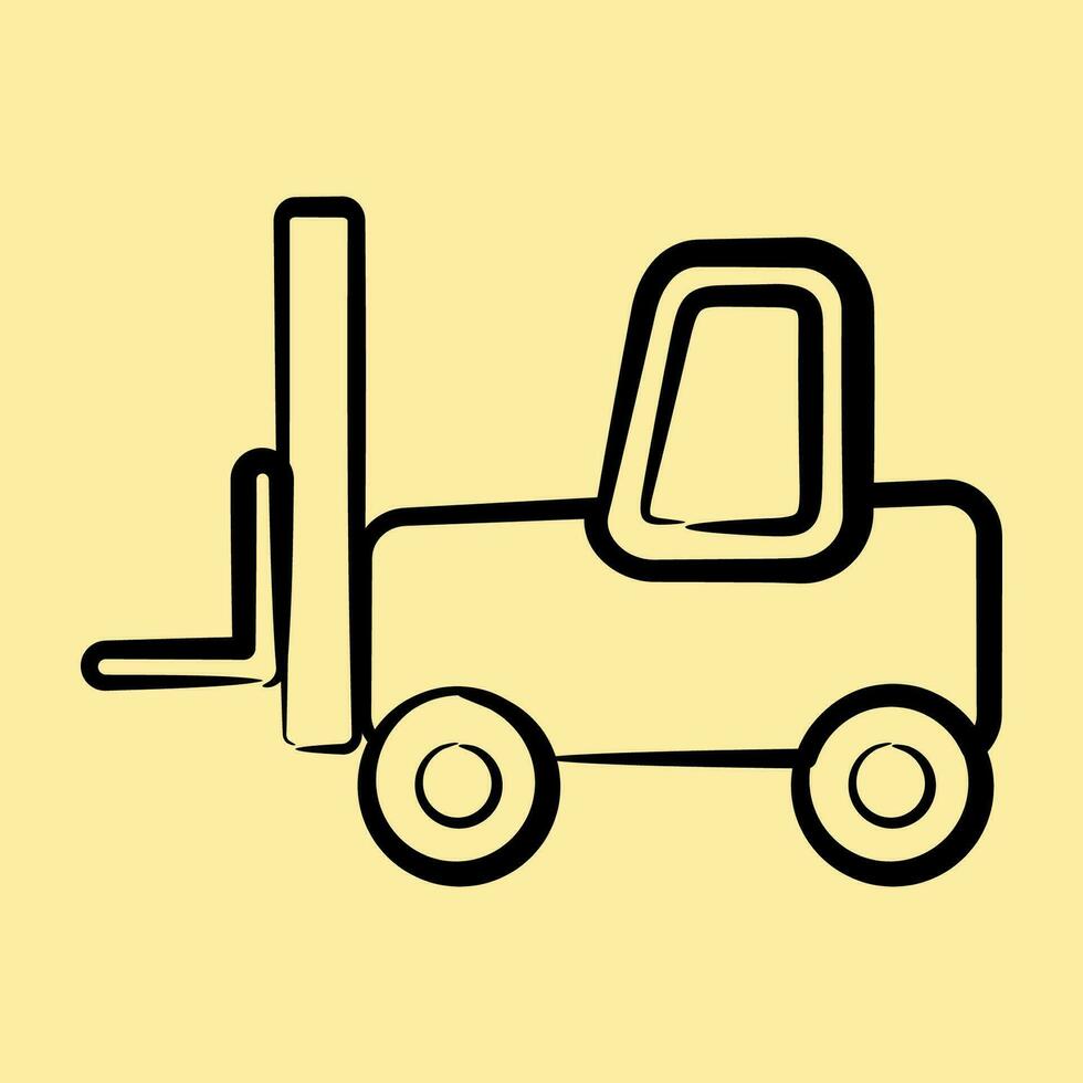 Icon forklift. Heavy equipment elements. Icons in hand drawn style. Good for prints, posters, logo, infographics, etc. vector
