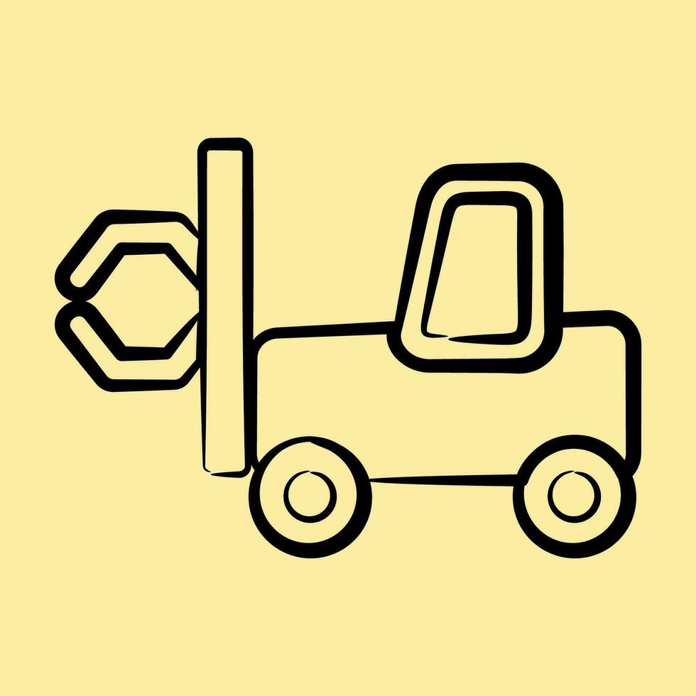 Icon papper roll clamp forklift. Heavy equipment elements. Icons in hand drawn style. Good for prints, posters, logo, infographics, etc. vector