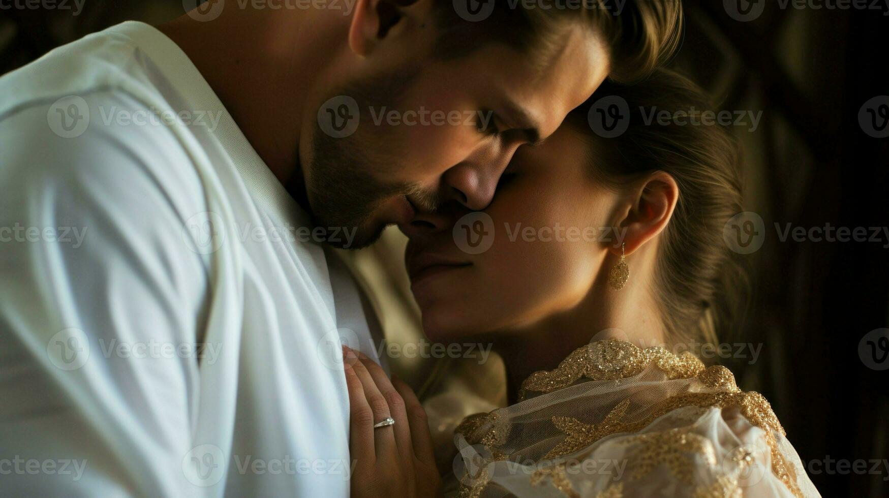 Young couple experiencing romantic moments. Generative AI photo