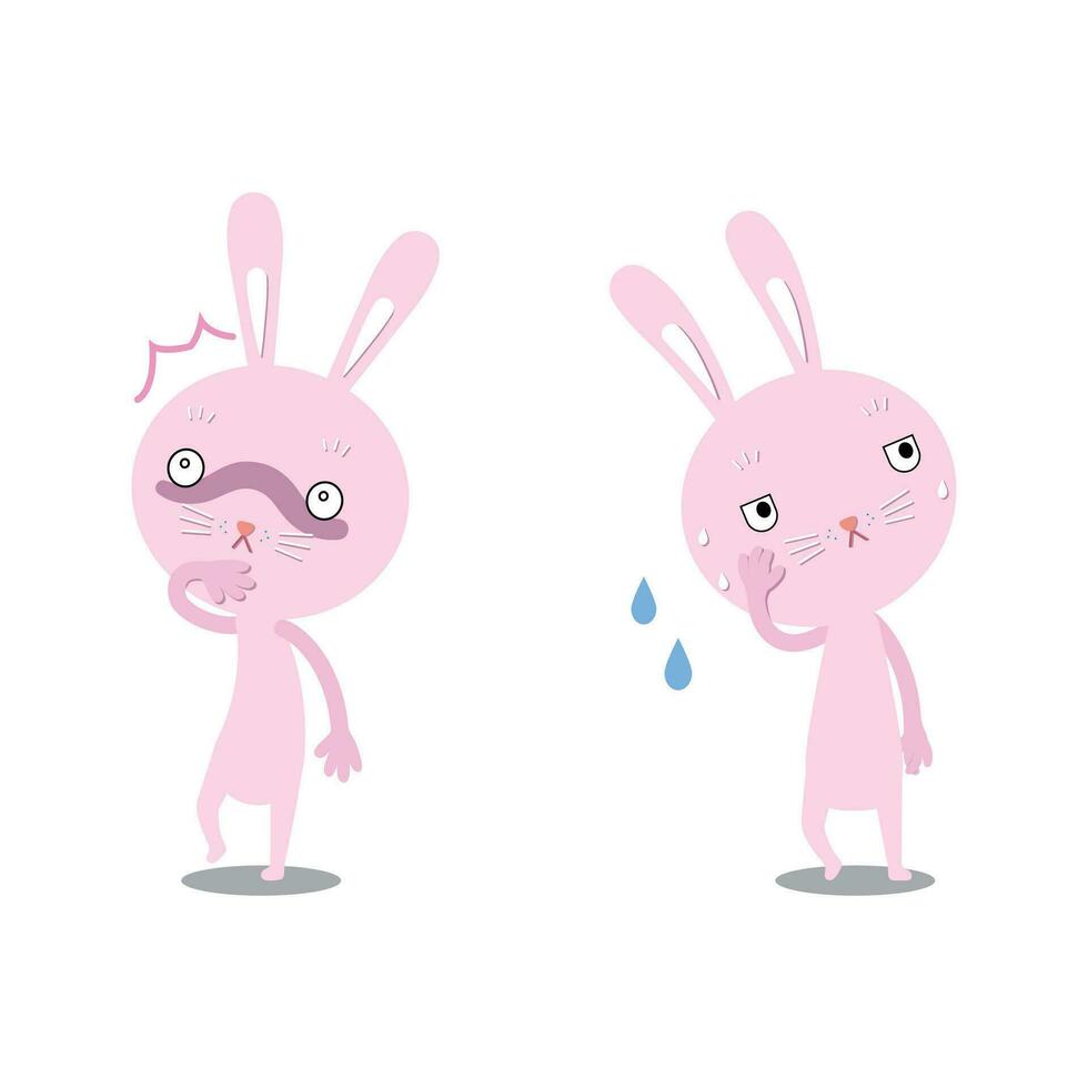 Rabbit pink Scared and Lie vector