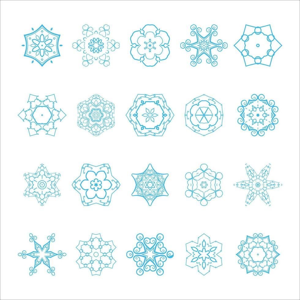 snowflake vector christmas and new year decorative elements set