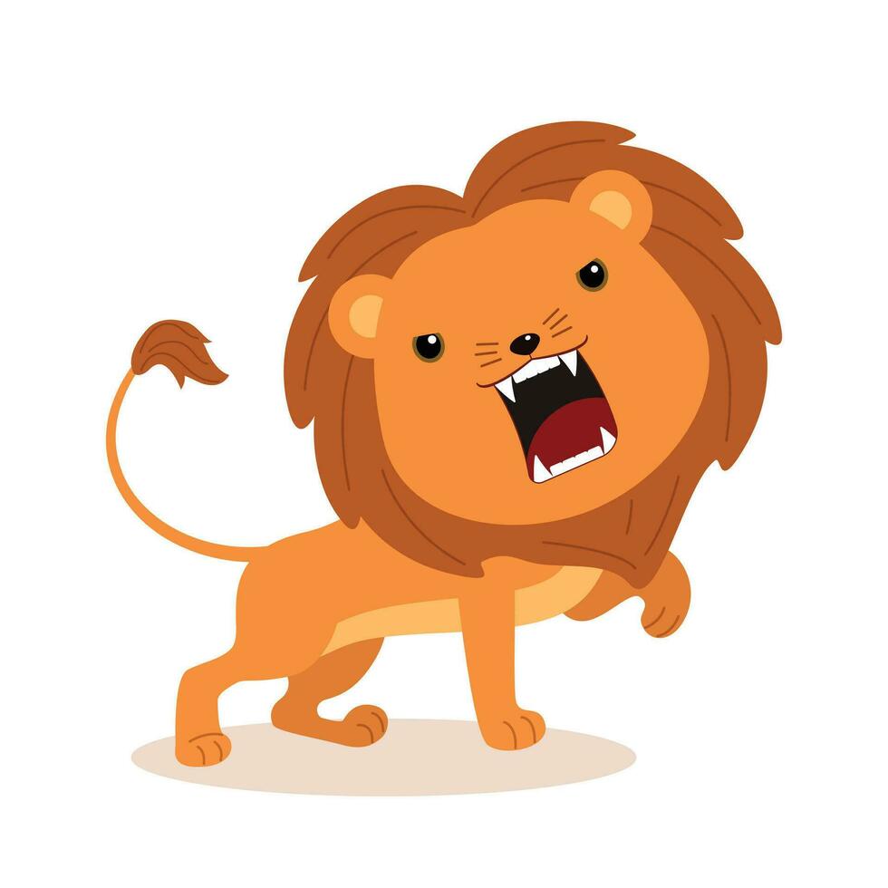 the king of forest lion character cartoon isolated on background vector