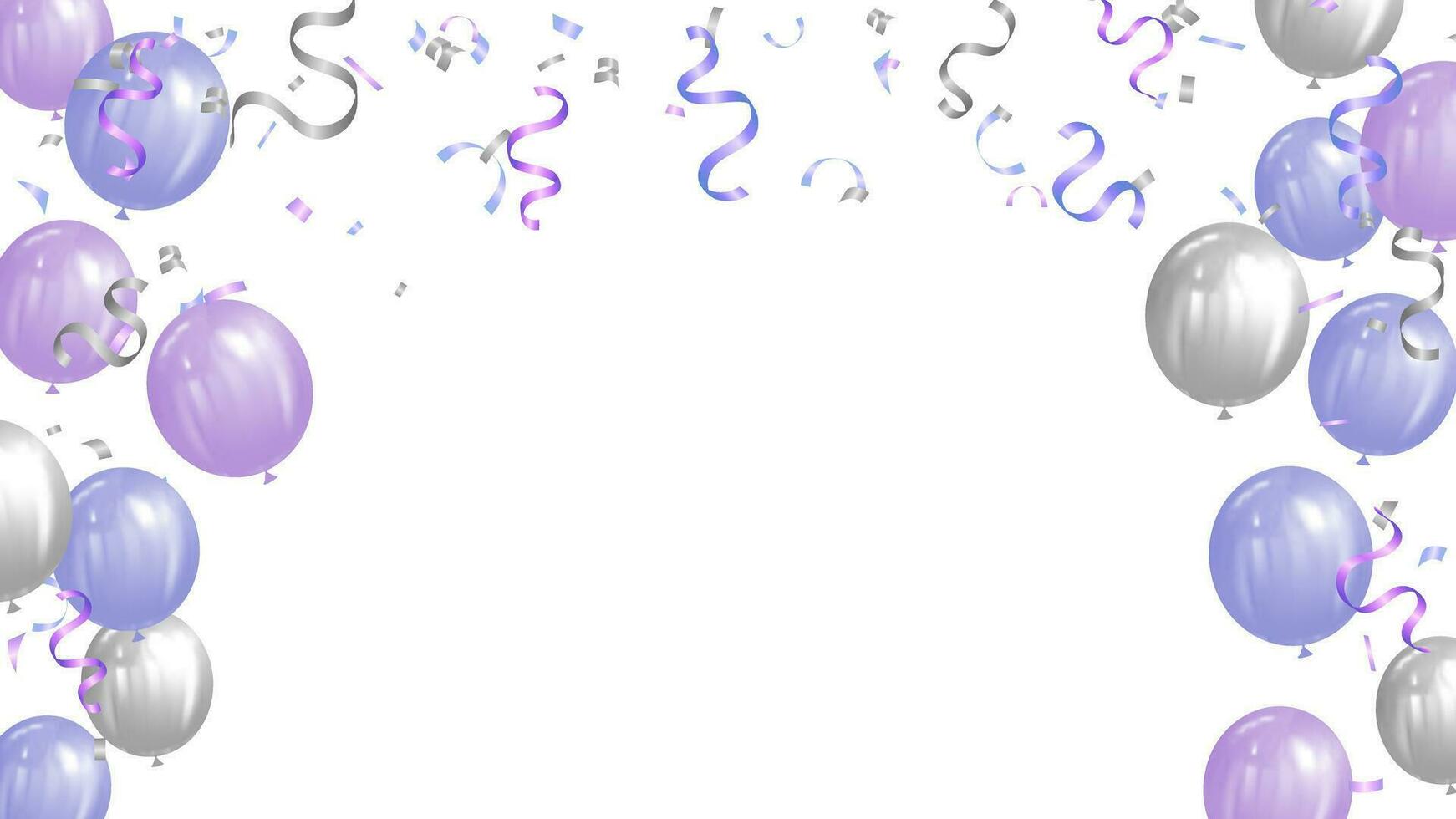 Banner background template with purple and silver balloons for celebration, party, holiday, card, luxury, greeting vector