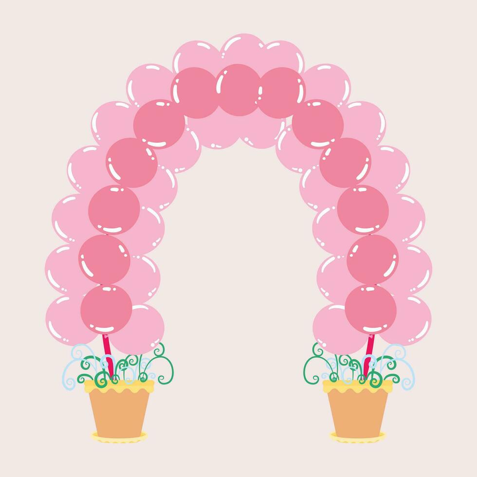 pink balloons archway with love vector