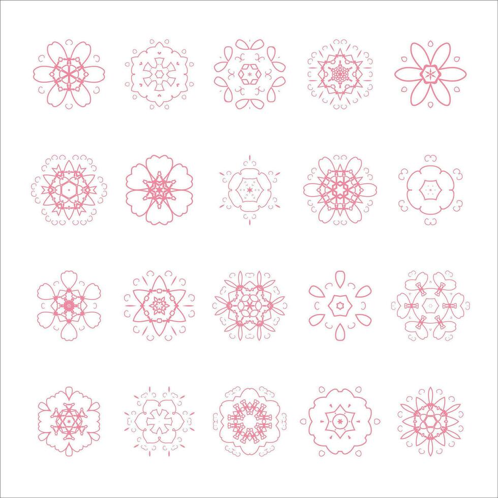 graphic flower icon set on white background vector