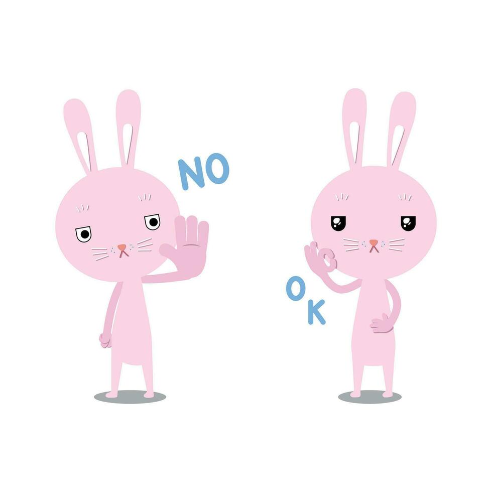 Rabbit pink No and OK vector