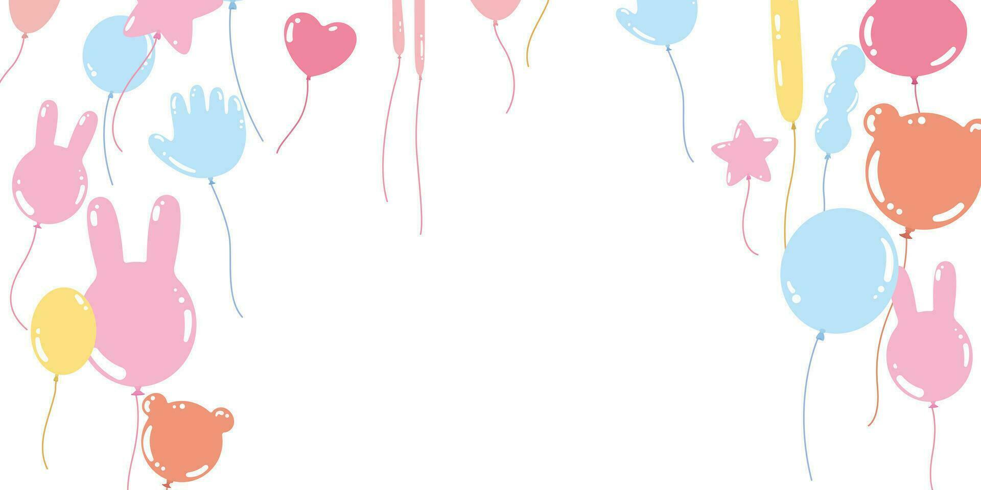 cute balloons pastel colors for birthday, anniversary, celebration vector