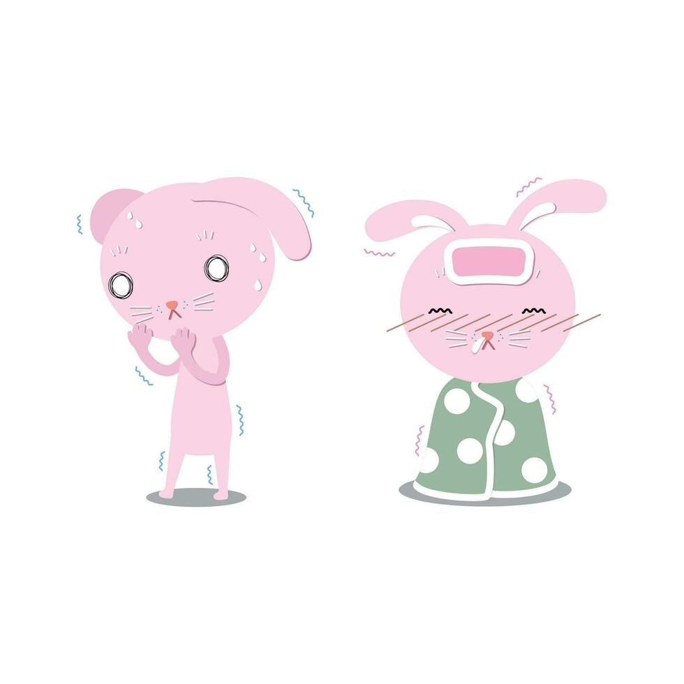 Rabbit pink Fear and Sick vector