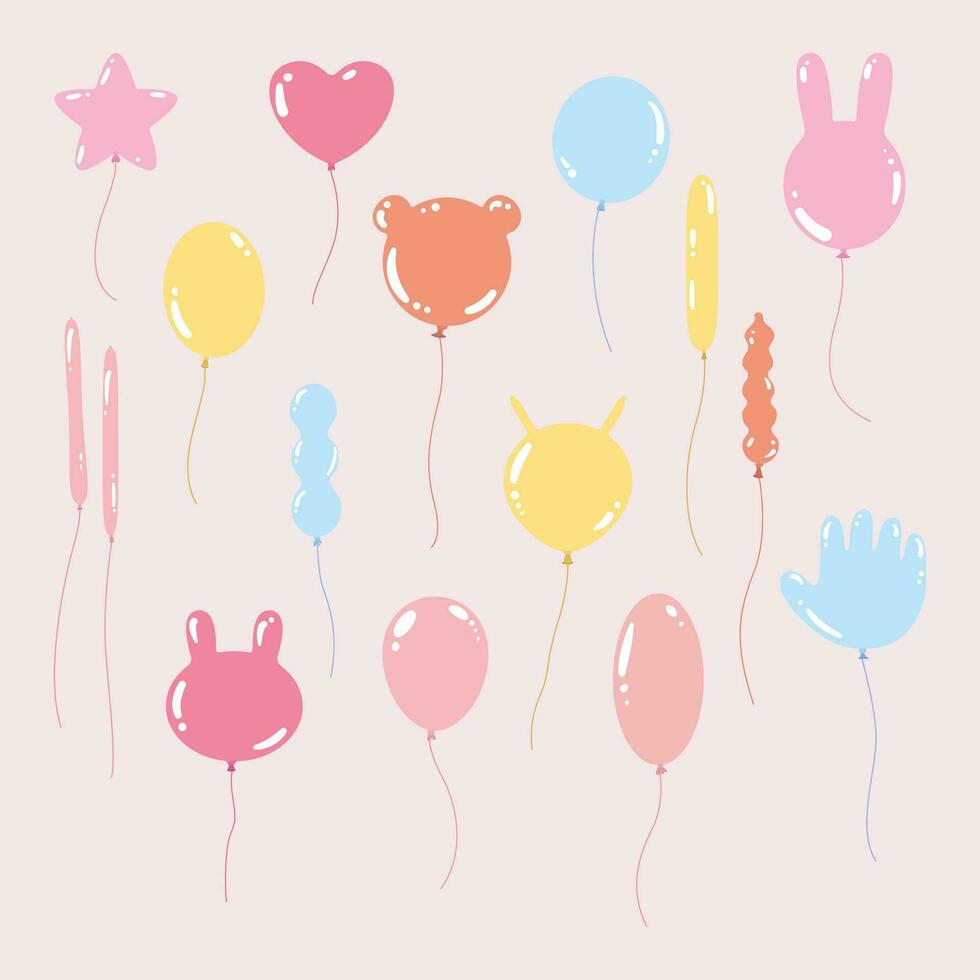 globos icono para fiesta y cumpleaños fiesta plano estilo vectoron rosado antecedentes vector