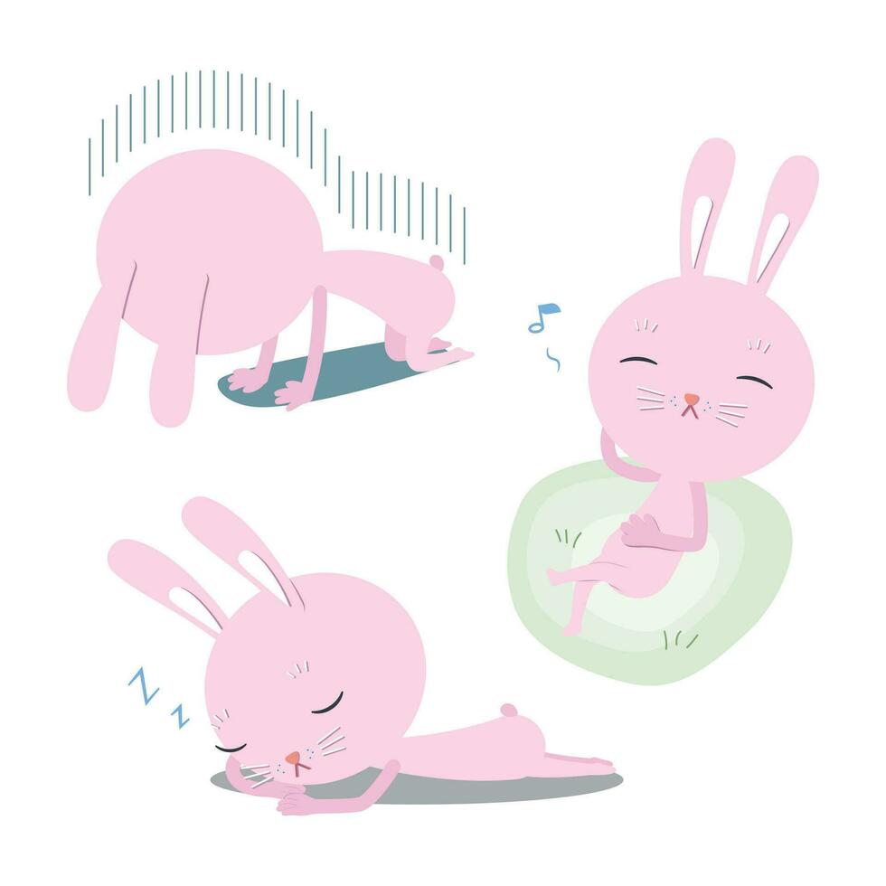 Rabbit pink Happy, Sleep and Depress vector