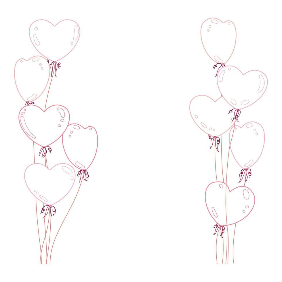 corazones de globos en plano estilo. pelotas aislado en blanco antecedentes. íconos para amar, cumpleaños y fiesta vector