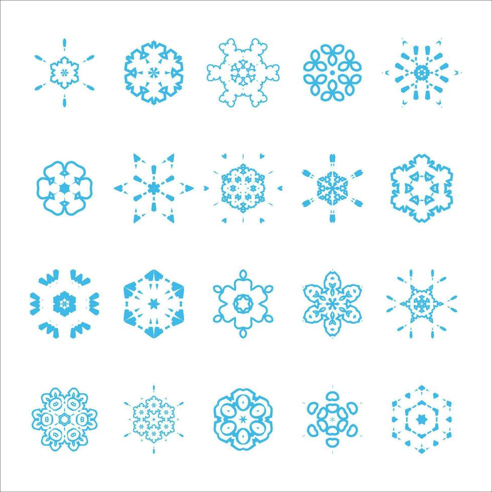 Winter snowflakes icons on white background vector