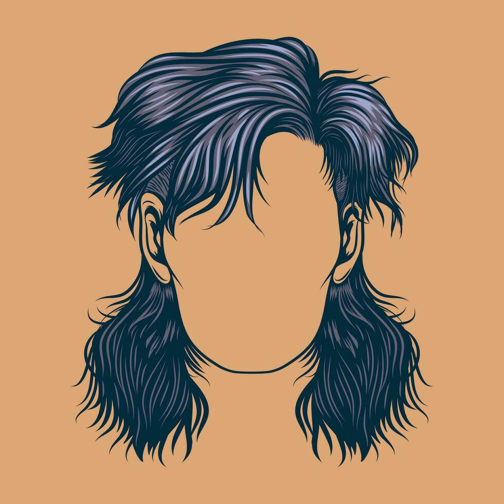 enhanced details of mullet hairstyles vector