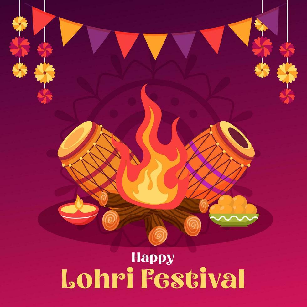 enero contento lohri. India tradicional celebracion día ilustración vector antecedentes. vector eps 10