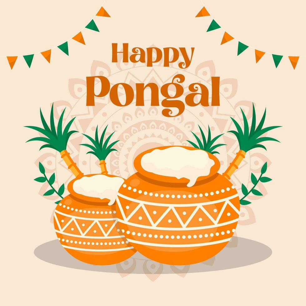 contento pongal día. India tradicional celebracion día ilustración vector antecedentes. vector eps 10