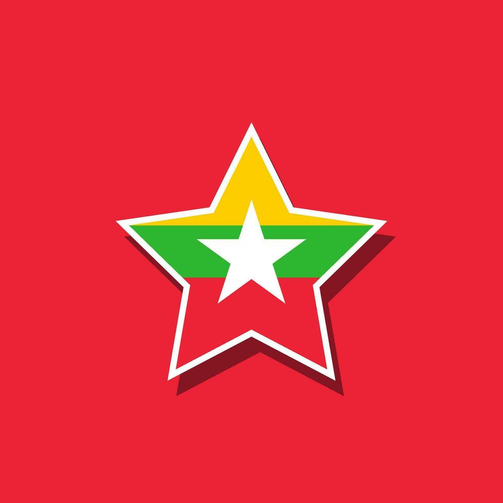 Flat vector star shaped Asia flag official proportions. Vector eps 10