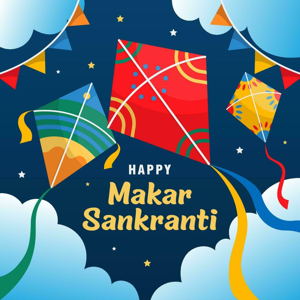 Happy Makar Sankranti. India traditional celebration day illustration vector background. Vector eps 10