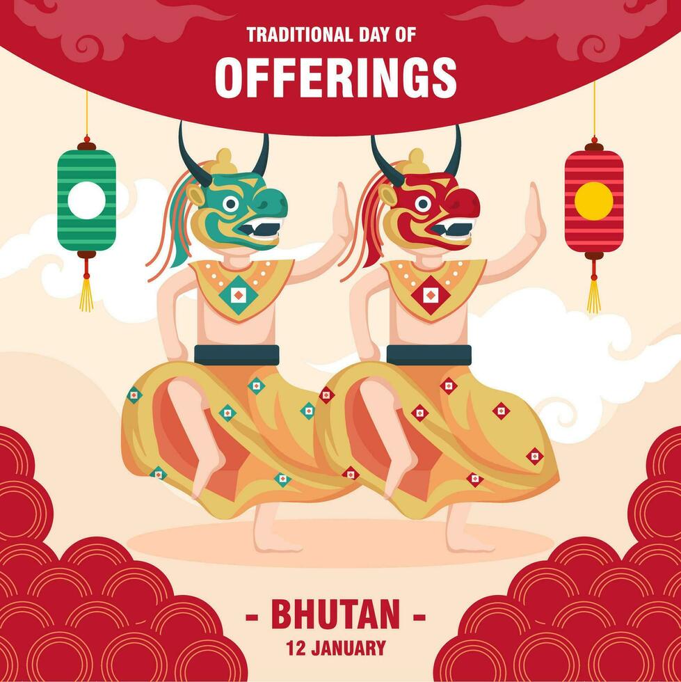 Traditional Day of Offerings Bhutan illustration vector background. Vector eps 10