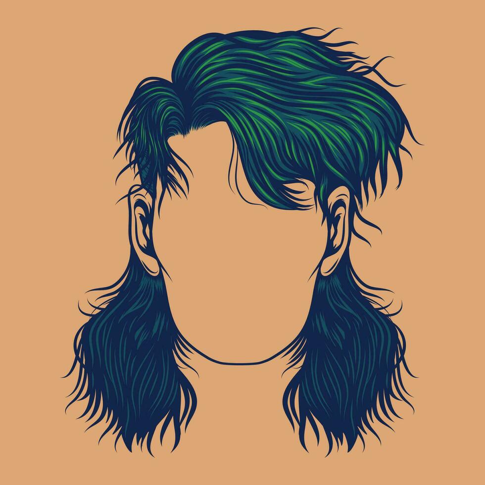enhanced details of mullet hairstyles vector