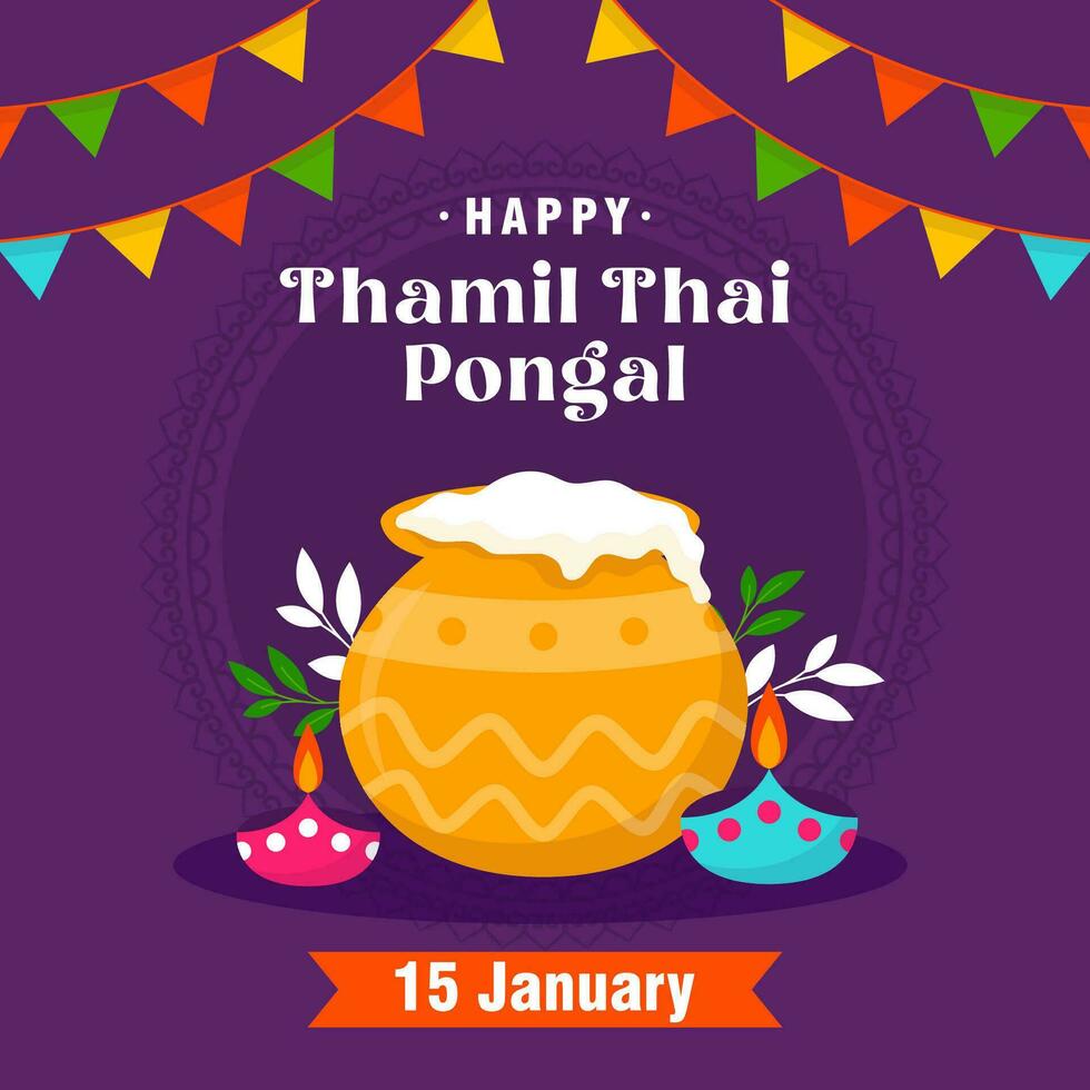 Happy Tamil Thai Pongal Day. Srilanka traditional celebration day illustration vector background. Vector eps 10