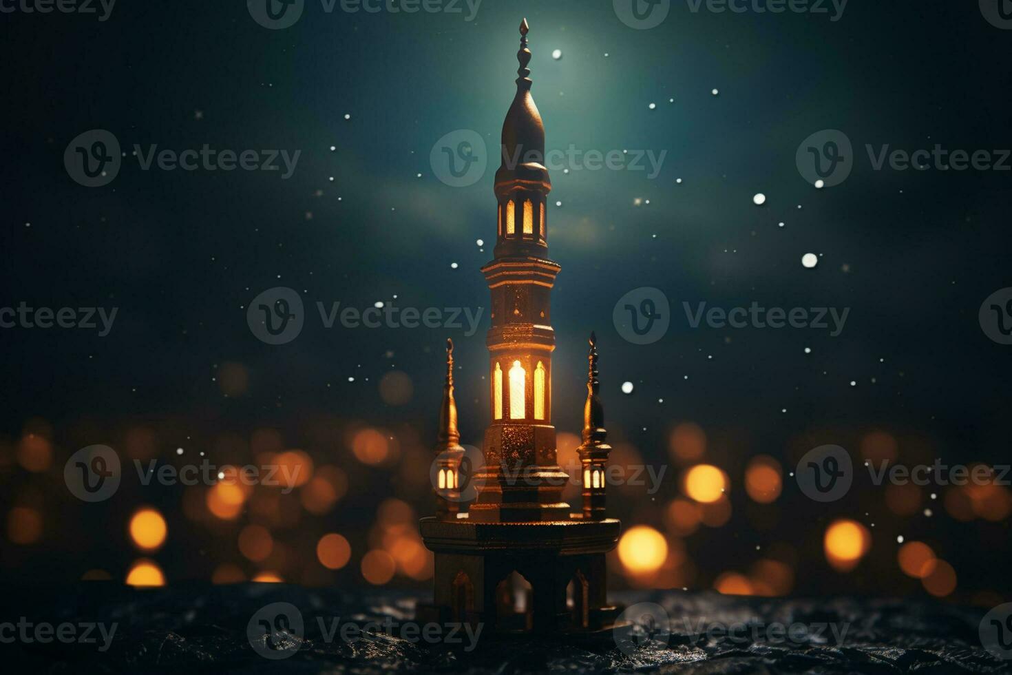 Ramadan Kareem background with mosque Ai generative photo