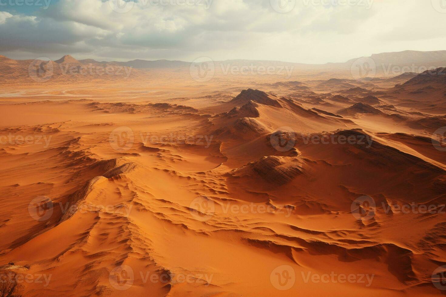 Desert landscape with red sand and blue sky Ai generative photo