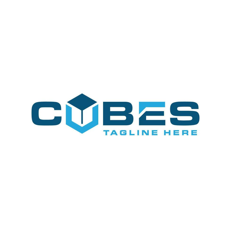 Cubes wordmark typography logo design modern and simple concept vector