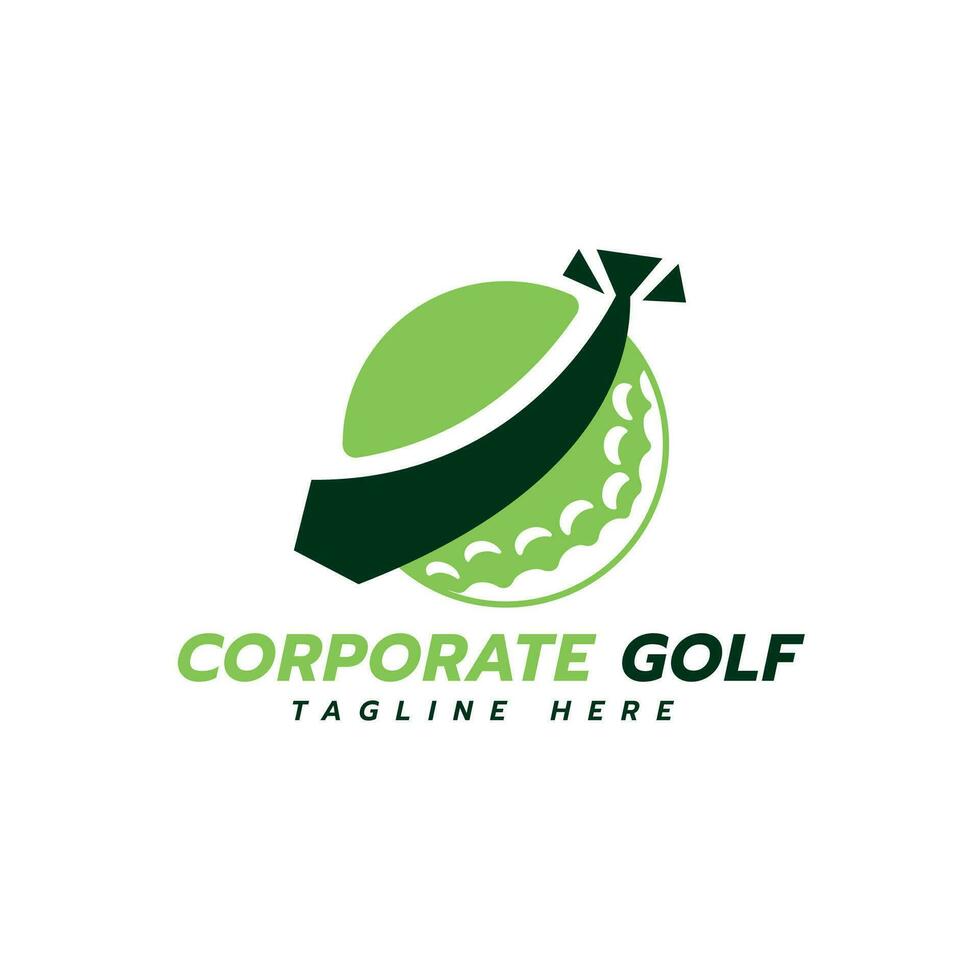 Corporate Golf creative logo mark design with concept of golf ball and suits tie professional uses vector