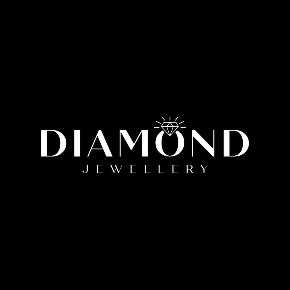 Diamond wordmark elegant and minimal design logo for jewelry business uses vector