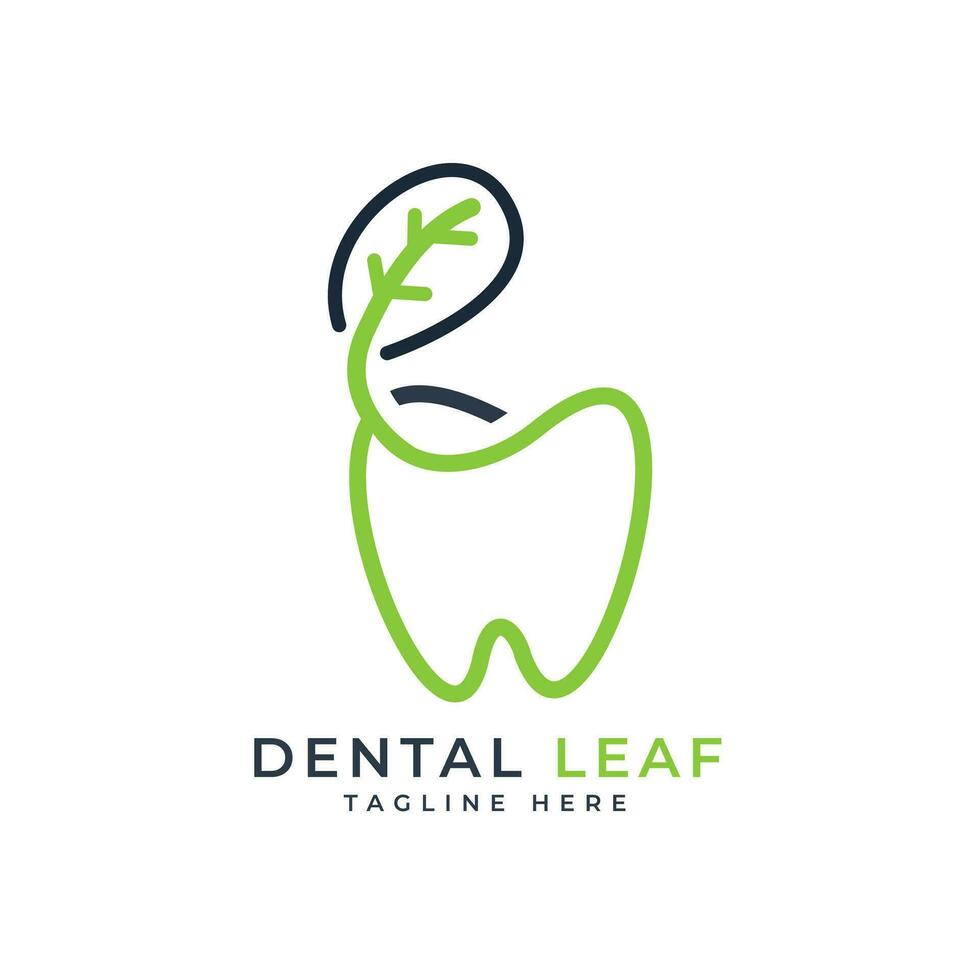 dental hoja logo diseño creativo idea dientes y hoja para eco dental vector