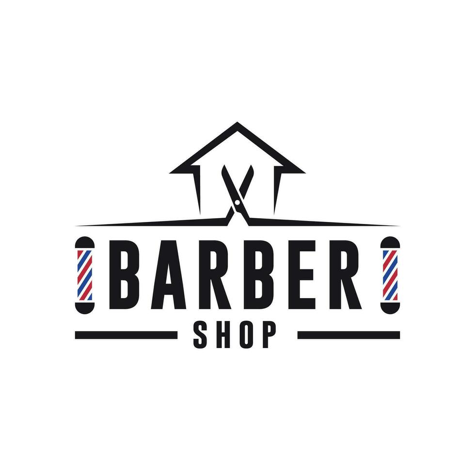 Barber shop logo design concept vector