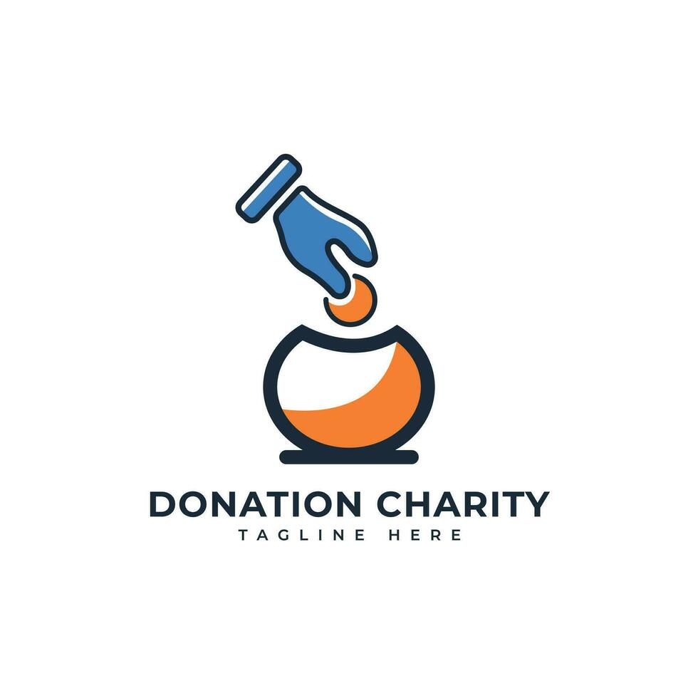 donación caridad comunidad logo diseño concepto vector