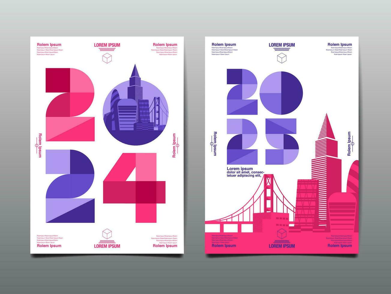 Annual Report, template layout design 2024, 2025, typography,  flat design background. vector