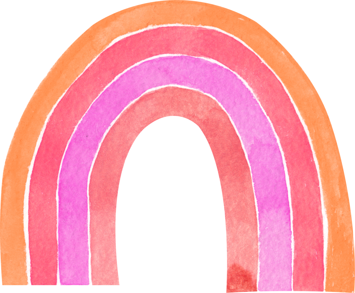 Simple pink watercolor rainbow png