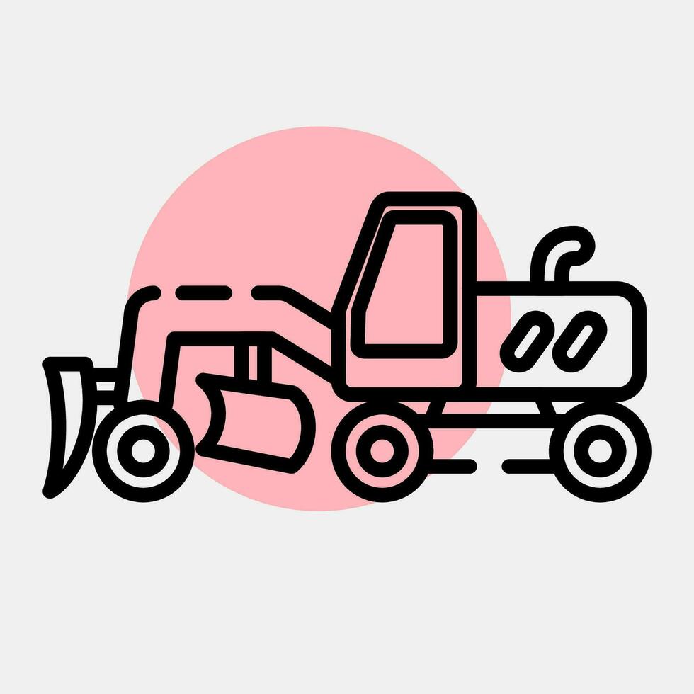 Icon road grader. Heavy equipment elements. Icons in color spot style. Good for prints, posters, logo, infographics, etc. vector