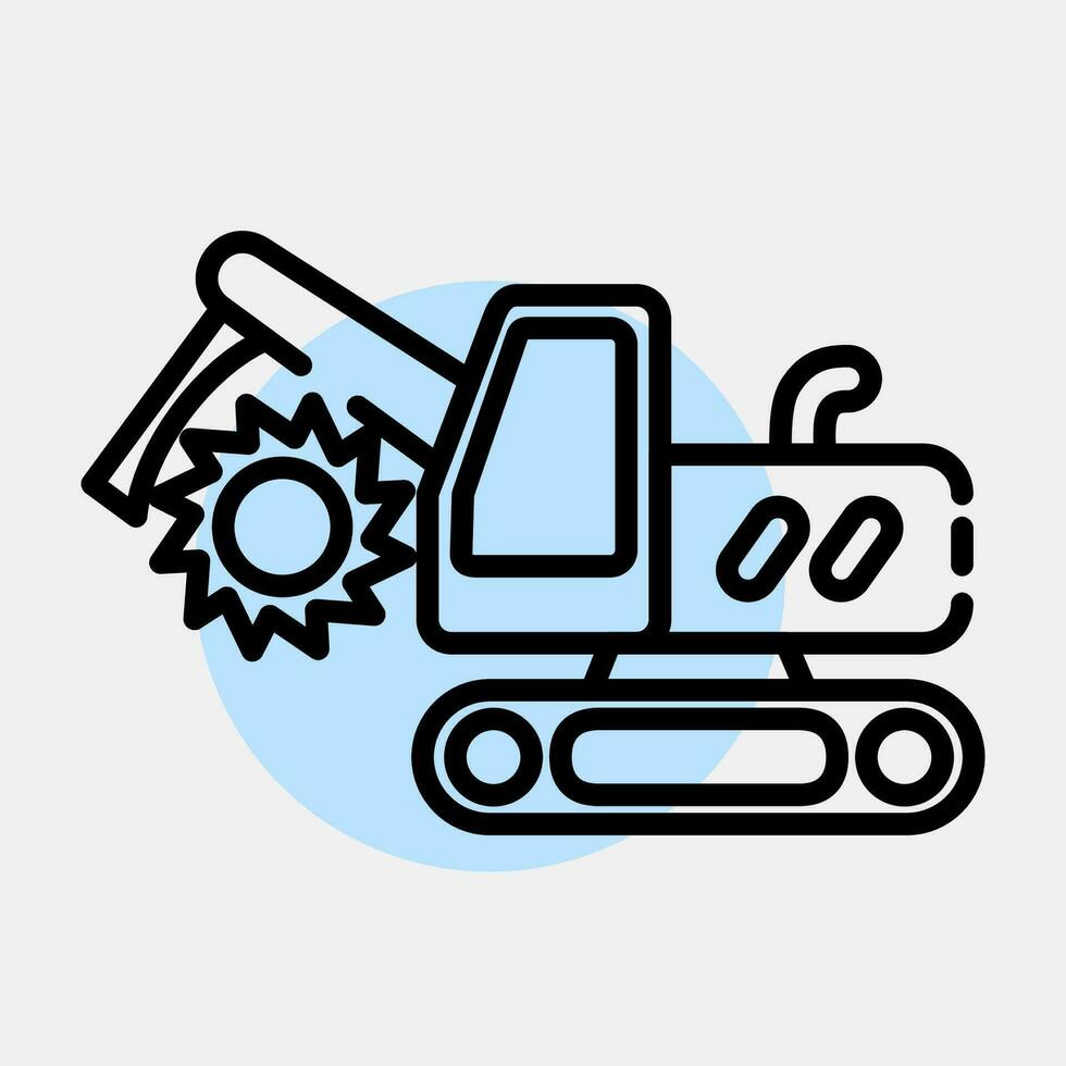 Icon trencher machine. Heavy equipment elements. Icons in color spot style. Good for prints, posters, logo, infographics, etc. vector