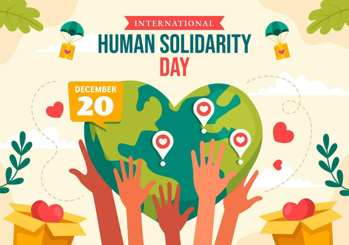 Human Solidarity Day Social Media Background Flat Cartoon Hand Drawn Templates Illustration vector