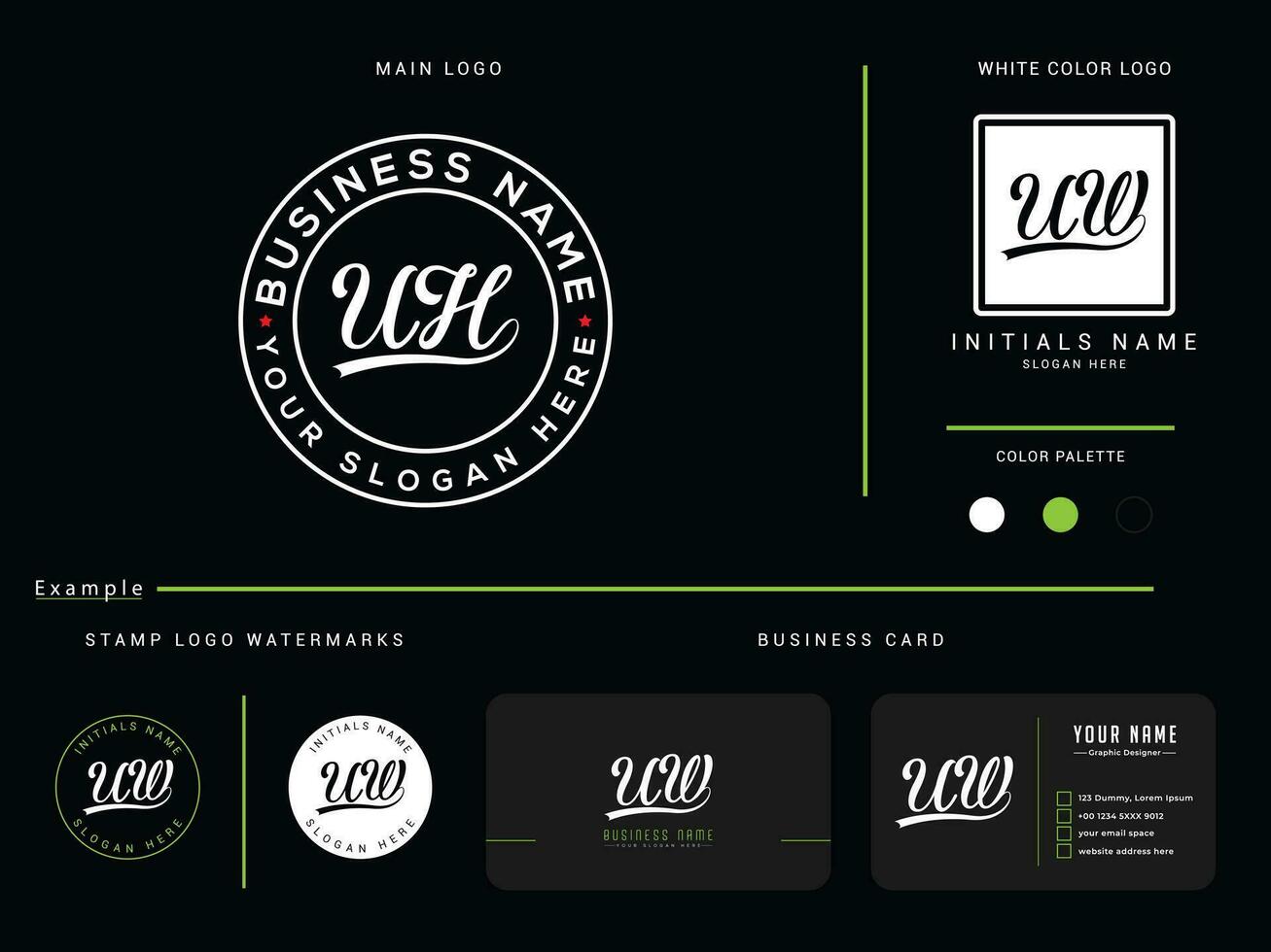 Uh Logo Icon, Circle UH Logo Letter Vector With Business Card