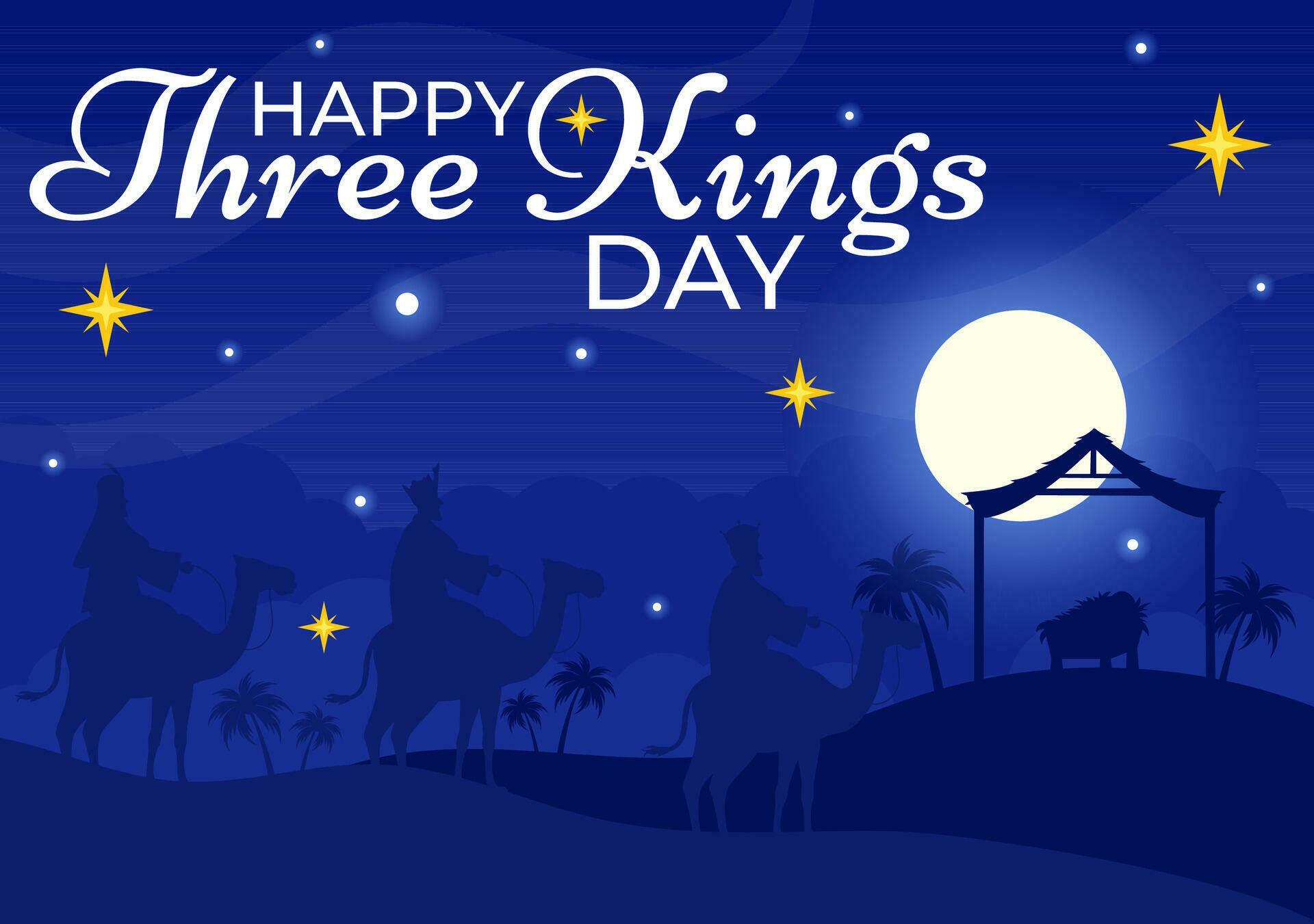 Happy Three Kings Day Vector Illustration to Faith on the Divinity of