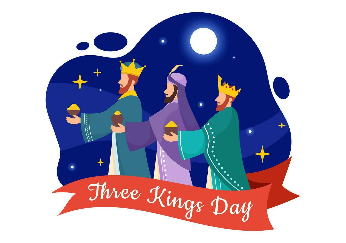 contento Tres reyes día vector ilustración a fe en el divinidad de Jesús ya que su viniendo a el mundo en Epifanía cristiano festival antecedentes