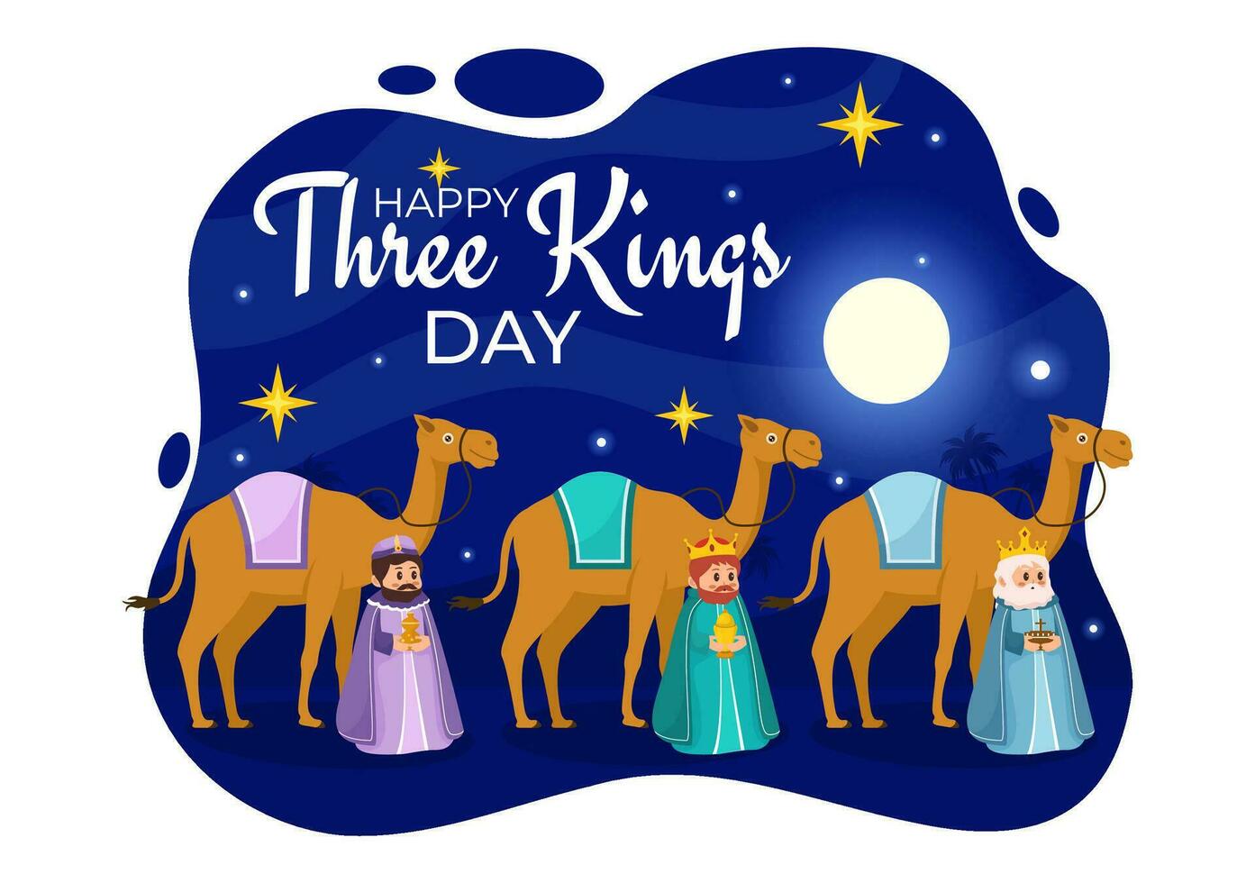 Happy Three Kings Day Vector Illustration to Faith on the Divinity of
