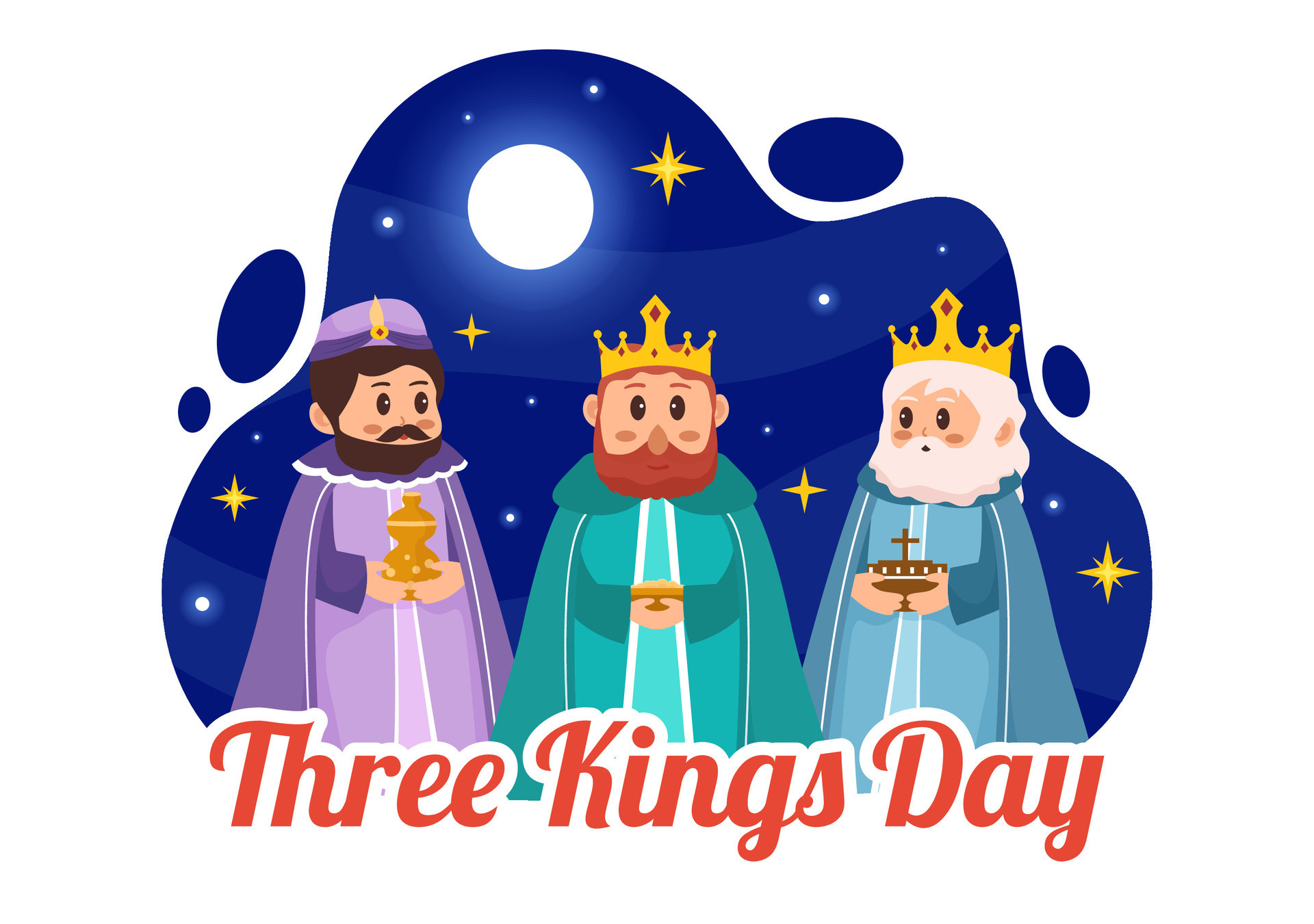 Happy Three Kings Day Vector Illustration to Faith on the Divinity of
