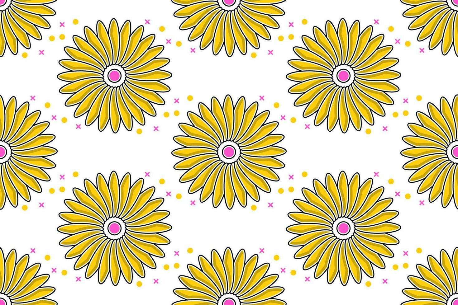 un amarillo y rosado flor modelo en un blanco antecedentes vector