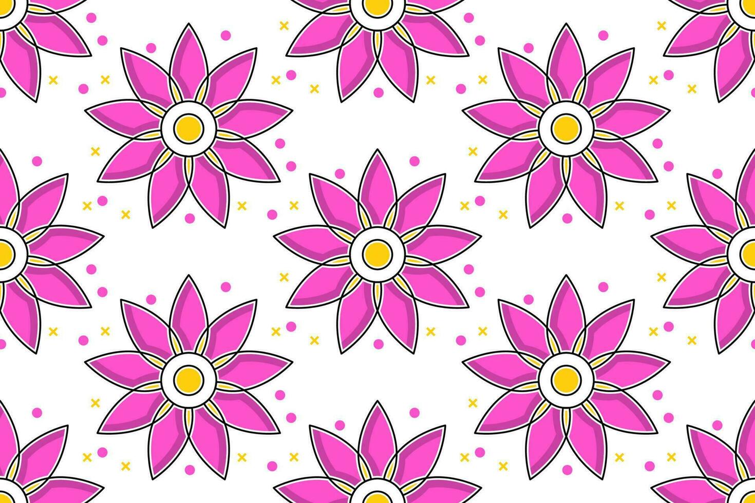 un rosado flor modelo con amarillo puntos vector