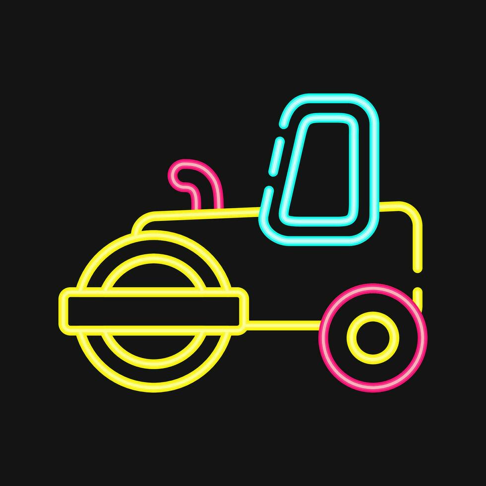 Icon road roller. Heavy equipment elements. Icons in neon style. Good for prints, posters, logo, infographics, etc. vector