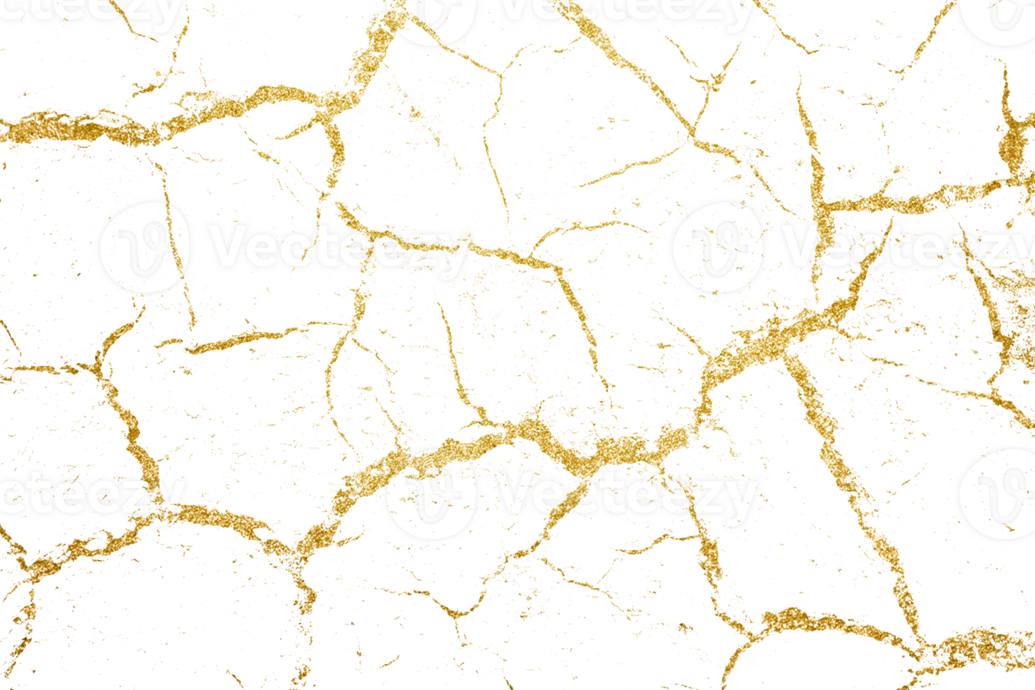 Golden cracks, fissure isolated on transparent background, png file format.